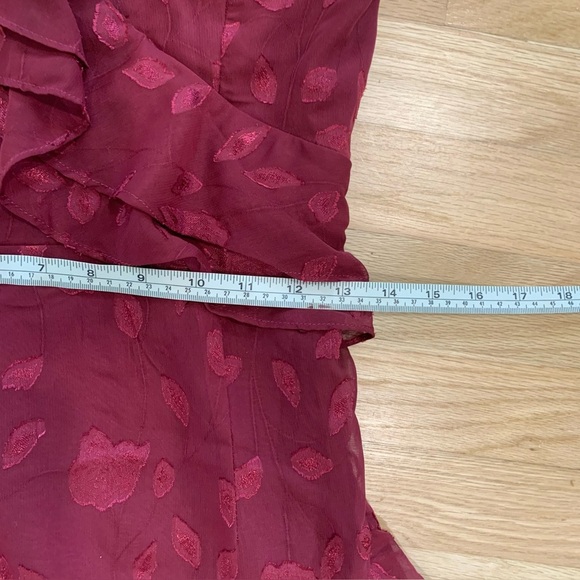 Lulus Forever Be Burgundy Floral Ruffle One-Shoulder Maxi Dress Size M Romantic - Picture 15 of 15